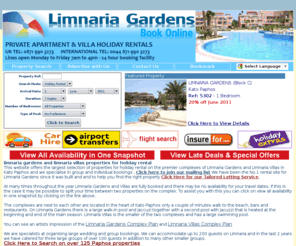 kayintonline.com: Limnaria Gardens & Villas in Kato Paphos Cyprus
Apartments and villas for holiday rental on Limnaria Gardens & Villas in Kato Paphos. The widest selection of over 40 properties for holiday rental and resale.