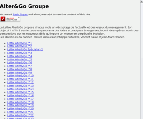 alteretgo-groupe.com: Alter&Go Groupe
Alter&Go avec Conseil, Formation et Communication est LE cabinet spécialiste de la mise en œuvre du changement centré sur l'efficacité et la réussite des enjeux de nos clients.