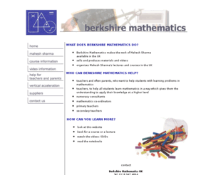 berkshiremathematics.com: Berkshire Mathematics
Berkshire Mathematics makes the work of Mahesh Sharma available in the UK