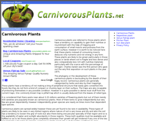 carnivorousplants.net: Carnivorous Plants
Carnivorous Plants, Carnivorous Plants informational site with information on Nepenthe's plant, Venus Flytrap plant, Pitcher Plant, Sun dew plant etc