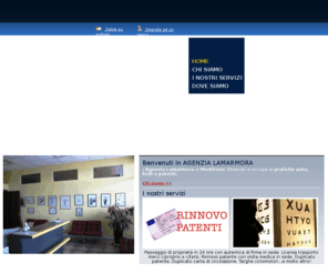 agenzialamarmora.com: Agenzia Lamarmora - Pratiche auto - Montirone (Brescia) - Visual Site
Bolli auto e gestione scadenziario parco veicoli aziendali. Passaggio di proprietà in 24 ore con autentica di firma in sede.