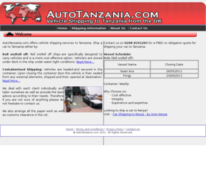 autotanzania.com: Shipping a Car to Tanzania - Export Cars from UK to Tanzania
Ship or Export a  Car from the UK to Tanzania - We offer excellent rates for shipping cars from the UK to Tanzania or Dar Es Salaam