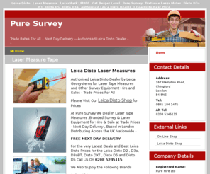 laser-measure-tape.co.uk: Best Prices for Leica Disto Laser Measure  : Pure Survey
For The Best Leica Disto Price , Call Pure Survey T:08451841475.
Authorised Leica Dealer for Leica D2, D3a ,Disto DXT & Disto D5 Laser tape Measure.