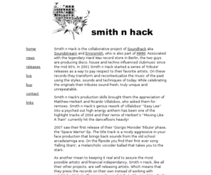 smith-n-hack.de: smith n hack
smith n hack homepage, music-act/record-label