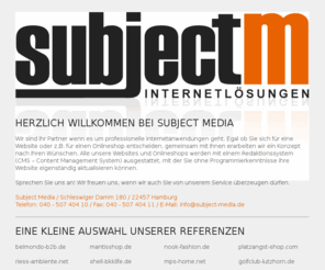 subject-media.info: Mediendesign und Produktion - Internetlösungen
Subject Media - Ihr Partner wenn es professionelle Internetlösungen geht