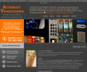 automaty-vendingowe.com: Profesjonalne automaty vendingowe, nowoczesne automaty do kawy Warszawa
Firma Automaty Vendingowe COM oferuje profesjonalne automaty sprzedające, efektowne automaty do kawy, niedrogie automaty do napojów, nowoczesne maszyny vendingowe, a także energooszczędny automat do kawy i inne automaty samosprzedające