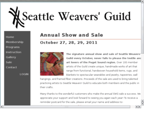 swg-sale.org: Seattle Weavers Guild Show and Sale
The Seattle Weavers Guild Show and Sale is held annually on the last weekend of October.