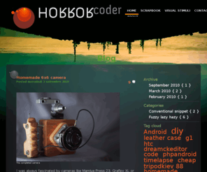 horrorcoder.com: HorrorCoder - coding mess anytime
HorrorCoder is just a personal place where to put in practice and share some ideas about php coding and homemade stuff. Here the main motto is: it‘s new, it‘s sloppy, it‘s bugged