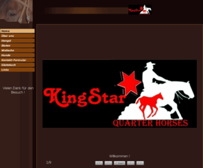 kingstar-quarterhorses.com: Home
Kingstar Quarterhorses, Quarterhorse, Sachsen, Chemnitz, Ranch, Quarter Horse Sachsen, Quarter Horse Hengst, King Star Quarter Horse