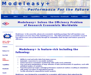 modeleasy.com: Homepage of Modeleasy  - the Powerful, Advanced Econometric Modeling Software:
Modeleasy  - The Powerful, Advanced Econometric Modeling Software