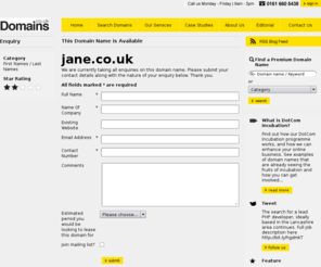 jane.co.uk: Please enquire here about our premium domain names
Please fill out the information below. One of our representatives will be in touch regarding your enquiry as soon as possible. Please note: Your information