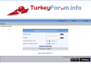 turkeyforum.info: TurkeyForum.info - Paylaşmak Özgürlüktür
TurkeyForum.info,internet,bilişim,güvenlik,donanım,yazılım,forum,webmaster kaynak,mobil dünya,filmler,müzikler,eğitim,eğlence, mizah...