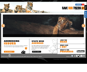 aircelsaveourtigers.org: Save Our Tigers | Home
Join the roar for our national animal on the official ‘Save Our Tigers’ website – an Aircel initiative in partnership with WWF India. Speak up, SMS, blog, share the concern, stay informed... every little bit helps!!!  