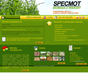 specmot.pl: Wierzba energetyczna - plantacje wierzb energetycznych - SpecMot.pl
Wierzba energetyczna. Dystrybucja, sprzedaż sadzonek, skup biomasy, zakładanie plantacji, nadzór nad uprawą, zbiór, gwarancja skupu zakontraktowanego surowca.