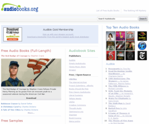 audiode.com: Audiobooks.org | Free mp3 Audio Books
Listen to free audio books, all mp3 format and iPod compatible - download or stream them! Links to other free audiobooks, eBooks, and audiobook sites, and lists of the most popular audio books.