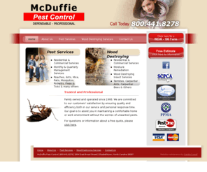 mcduffiesvc.com: Pest Control Services | McDuffie Pest Management Elizabethtown NC
Pest control services for year round professional pest control for both home or office. Don't over pay for bug and pest control, call McDuffie Pest Management in Elizabethtown, Lumberton, Whiteville, wilmington, Fayetteville, North Carolina NC