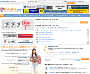 askshiksha.com: Education India - Search Colleges, Courses, Institutes, University, Schools, Degrees - Forums - Results - Admissions - Shiksha.com
Search Colleges, Courses, Institutes, University, Schools, Degrees, Education options in India. Find colleges and universities in India & abroad. Search Shiksha.com Now! Find info on Foreign University, question and answer in education and career forum. Ask the education and career counselors.