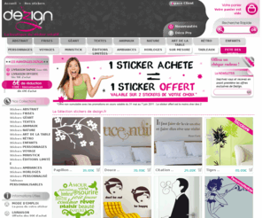 dezign.fr: Stickers muraux décoration : Dezign, sticker mural, autocollant décoration, vente en ligne
Sticker muraux de décoration : Dezign, boutique en ligne de vente de stickers muraux pour la décoration d'intérieure, les autocollants sont repositionnables et faciles à installer. stickers de décoration