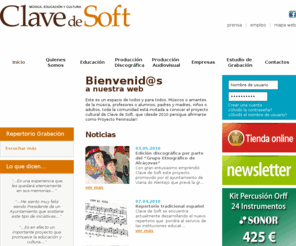 clavedesoft.net: Clave de Soft
Site da empresa Clave de Soft, Lda. com as diferentes áreas onde actua, desde a produção discográfica e audiovisual à formação e escola de música com especial relevo para os projectos educativos.