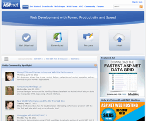 getasp.info: Home: The Official Microsoft ASP.NET Site
Official Microsoft ASP.NET site. Learn & Download ASP.NET and ASP.NET MVC. Find answers in the forums. Official news, blogs, tutorials and videos.