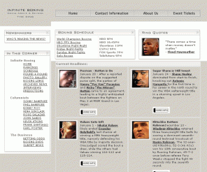 infiniteboxing.com: Boxing News and Videos at INFINITE BOXING -- GOING ABOVE & BEYOND THE RING
Boxing news updated daily. We cover Boxing.