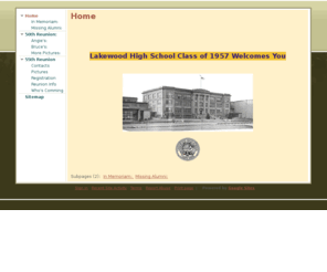 lhs57reunion.com: Welcome Page
Lakewood High School Class of 1957 site