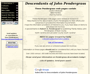 pendergrassfamily.net: Descendants of John Pendergrass
Looking for descendants of John Pendergrass and his sons; Nathaniel, John and Nimrod