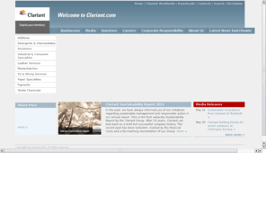 colorsearchonline.net: Clariant - Exactly Your Chemistry
Clariant is a global leader in the field of specialty chemicals. Strong business relationships, commitment to outstanding service and wide-ranging application know-how make Clariant a preferred partner for its customers.