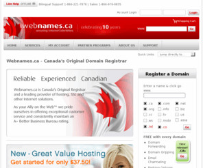 designatwebnames.org: Domain Names, Web Hosting, SSL Certificates | Webnames.ca
Webnames.ca Inc.'s mission is to continue to be the leading provider of .CA domain names and be a full-service, one-stop shopping venue for other Top Level Domain registration and value-added services.