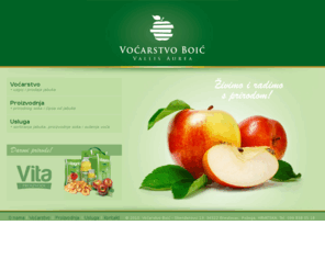 vocarstvoboic.com: Voćarstvo Boić - Vallis Aurea
Uzgoj i prodaja jabuka. Proizvodnja prirodnog soka i čipsa od jabuke. Usluga sortiranja jabuka, proizvodnje soka i sušenja voća.