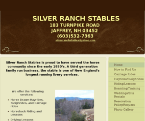 silverranch-stables.com: Silver Ranch Stables - Home
Silver Ranch Stables is proud to have served the horse community since the early 1930's. A third generation family run business, the stable is one of New England's longest running livery services.  