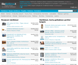 ekoskelbimai.lt: Nemokami skelbimai | EkoSkelbimai.lt
Nemokami skelbimai be registracijos, su nuotraukomis. Patogūs skelbimai visiems. Skelbiu aš ir Jūs.