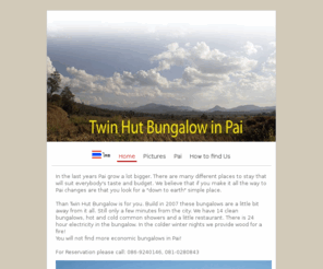 twin-hut.com: Twin Hut Bungalow in Pai
Twin Hut Bungalow in Pai, Mae Hong Son - Thailand