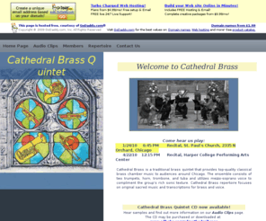 cathedralbrassquintet.com: Cathedral Brass Quintet Chicago
Home Page of the Cathedral Brass Quintet of Chicago Website