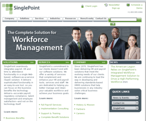 singlepointinc.com: SinglePoint - The Complete Solution for Workforce Management
Integrated, Web-based HR, Payroll, Time & Attendance HRMS Solutions from SinglePoint