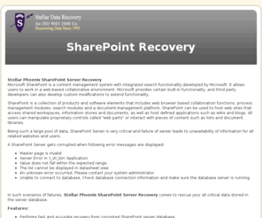 sharepoint-recovery.net: SharePoint Recovery To Recover Corrupt & Damaged SharePoint  Document
SharePoint Recovery to recover & repair corrupt MS Office SharePoint.  SharePoint recovery software is efficient and convenient software that extracts files and documents from corrupt MS SharePoint Server.
