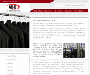 abc-processing.com: ABC-Processing UK Ltd.
Garment Processing by ABC-Processing, Garment Processing and Fashion Logistics services by ABC-Processing