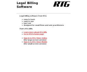 rtgtimer.com: Legal Billing Software
RTG Bills is a low-cost legal time and billing program for law firms and sole practitioners