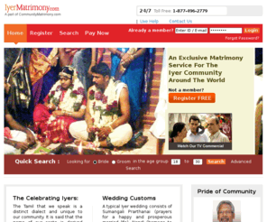 vadamamatrimony.com: Iyer Matrimony, Matrimonial, CommunityMatrimony.com
Iyer Matrimony, Find Lakhs of Iyer Brides & Grooms on IyerMatrimony.com, a part of CommunityMatrimony  Join FREE