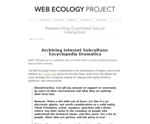 webecologyproject.org: Web Ecology Project
