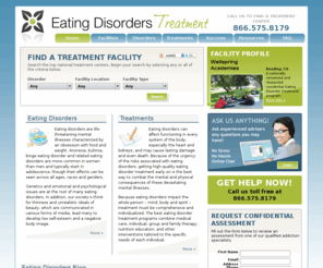 eating-disorder.com: Eating Disorders Treatment
Eating disorder treatment centers are listed here in an easy to use searchable directory. All of the nations best treatment centers are listed.