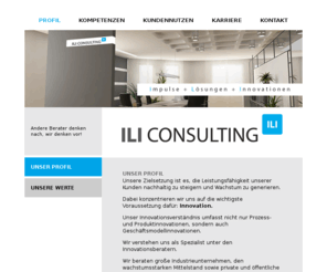 ili-consulting.com: ILI CONSULTING | Strategie- und Innovationsberatung
Unsere Mission ist es, gemeinsam mit unseren Kunden durch Wachstum und Innovation die Zukunft zu gestalten.