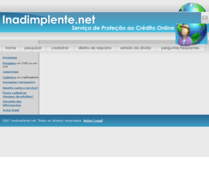 inadimplente.com: Inadimplente.net - ServiÃ§o de proteÃ§Ã£o ao crÃ©dito online
