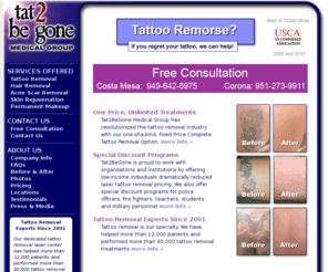 tat2removal.com: Laser Tattoo Removal & Tattoo Lightening in Southern California by Tat2BeGone
Laser Tattoo Removal & Tattoo Lightening in Southern California. FREE Consultations! Tat2BeGone is #1 in Pricing & Quality.www.tat2begone.com