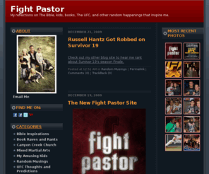 ufcchurch.info: Fight Pastor
Brandon Beals is the Fight Pastor. He blogs about all things MMA and UFC plus whatever else interests him.