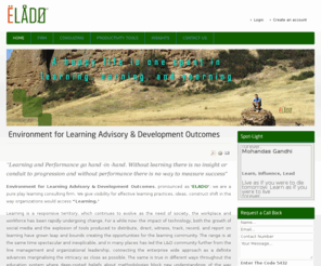 elado.co.in: Environment for Learning Advisory & Development Outcomes
Environment for Learning Advisory & Development Outcomes  is a pure play learning consulting firm; we give visibility to effective learning practices, ideas and help the talent perform in the larger sphere of professional environment.