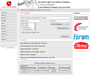 cooperlomaz.com: Cooper Lomaz, HR Jobs, IT Jobs, Accountancy Jobs, Engineering Jobs, Marketing Jobs, Food Jobs, Finance Jobs, Jobs in East Anglia
Cooper Lomaz, best for jobs in East Anglia, HR jobs, accountancy jobs, engineering jobs, sales and marketing jobs, food manufacturing jobs. Suffolk job, Norfolk job, Cambridge job, IT jobs, supply chain jobs