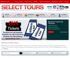 fenwaytrips.com: Select Tours, Inc. | Sports & Leisure Trips from Western Mass
Select Tours of Chicopee Massachusetts provides a great selection of leisure trips and sports tours to the New England region.