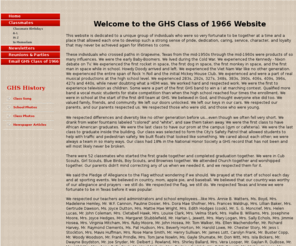 ghsclassof1966.com: 1 GHS Class of 1966 Home Page
GHS CLASS OF 1966 GRAPEVINE HIGH SCHOOL