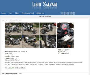 lightsalvage.com: Light Salvage : Latest Light Damaged Repairable Salvage
LightSalvage : Light damaged, salvage cars and bikes.